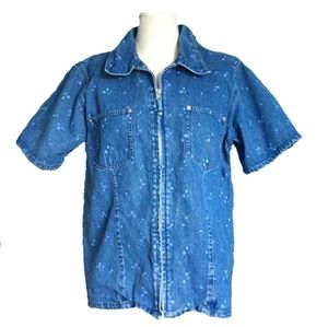 Denim & Co. Vintage Floral Print Jean Jacket